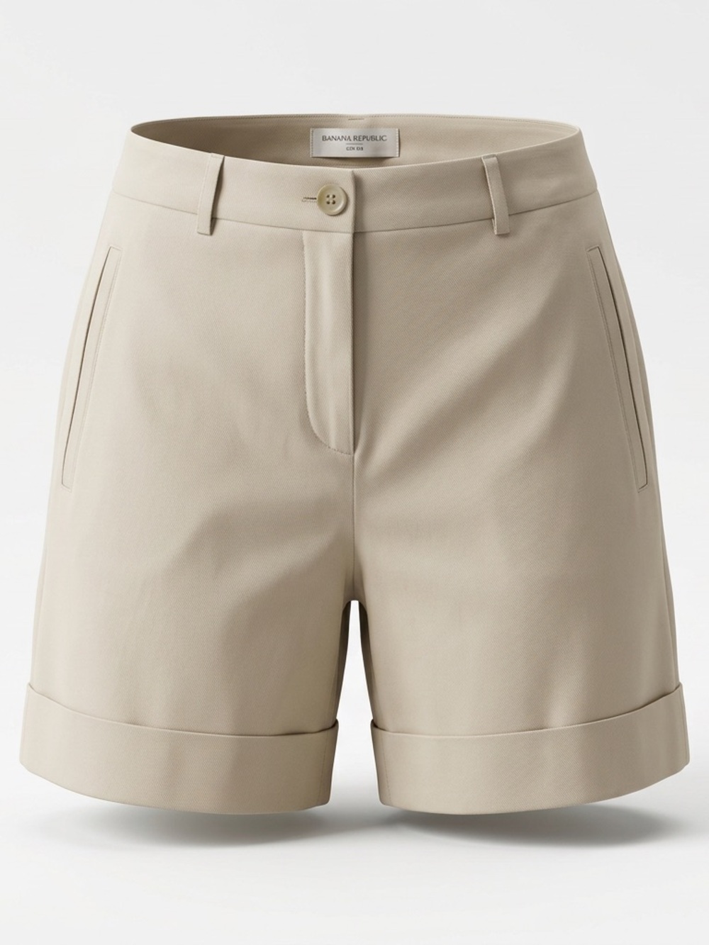 Banana Republic High-Rise Shorts Tan Beige Khaki Twill Chino Size 14 NWT